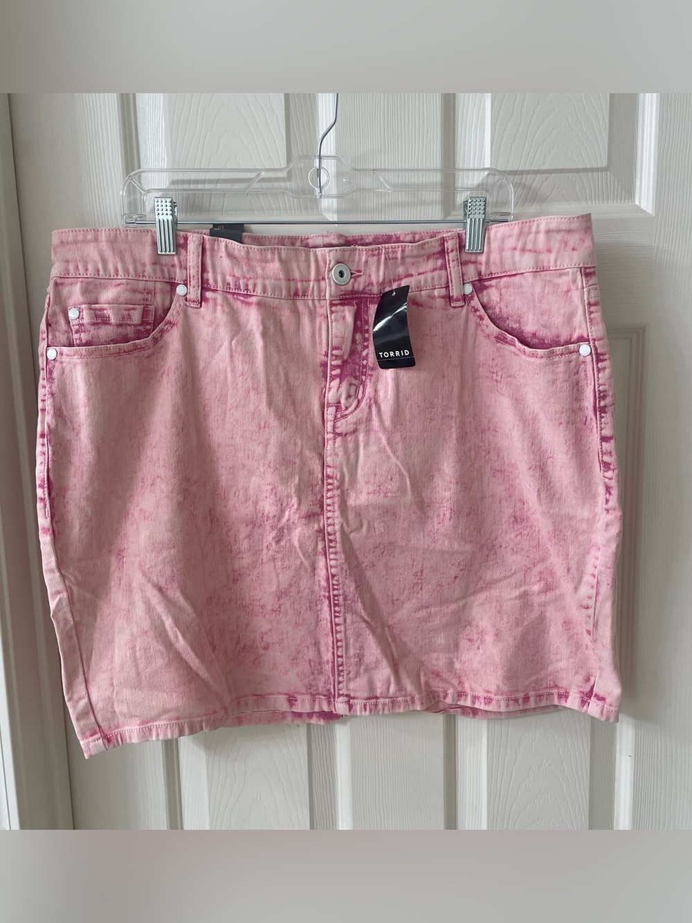 NWT torrid Pink Acid Wash Denim Mini Skirt
